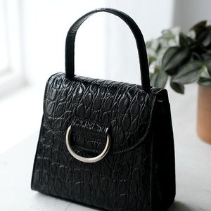 Little Liffner Little Lady Bag in Black Croc